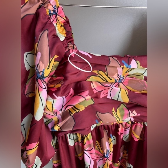 NWT CROSBY Mollie Burch Hunter Puff Sleeve Babydoll Mini Dress Gallery Floral, S - Picture 8 of 15